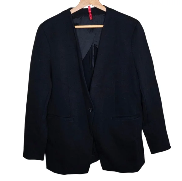 SpanxThe Perfect Collarless Blazer in Black Single Button Front Size Large